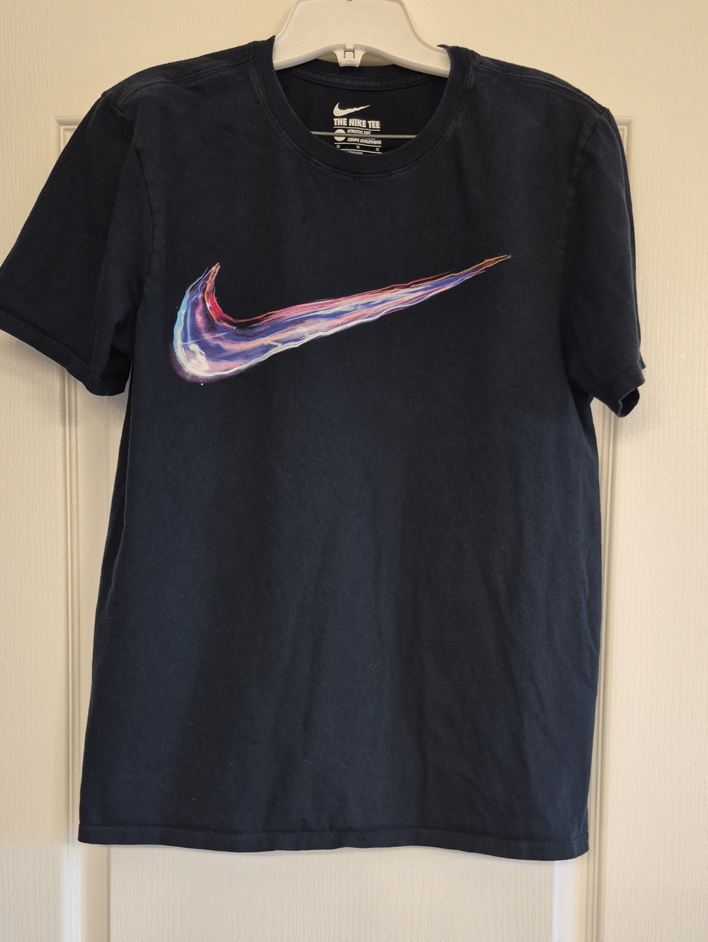 ✔️Nike Black Tee with Swirled Multicolor Swoosh✔️